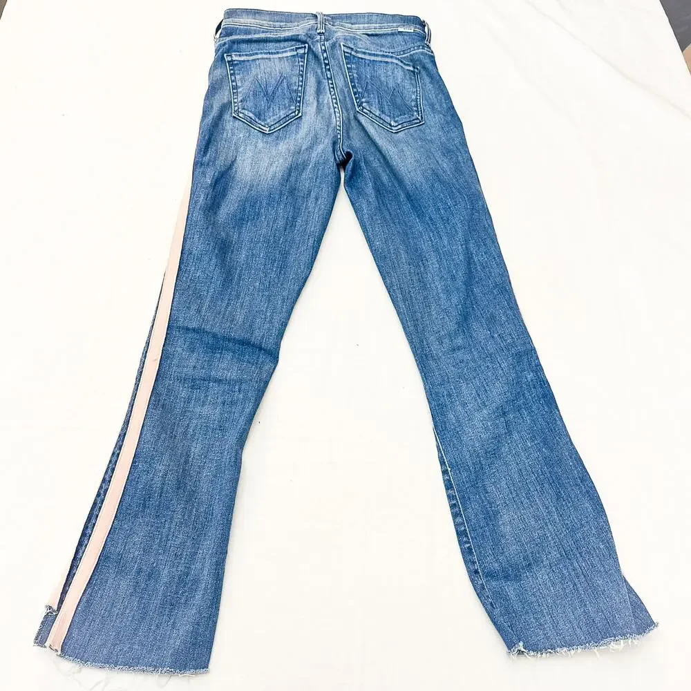 Mother Insider Crop Step Fray Good Girls Race Denim Jean Zip Fly Raw Hem Size 24